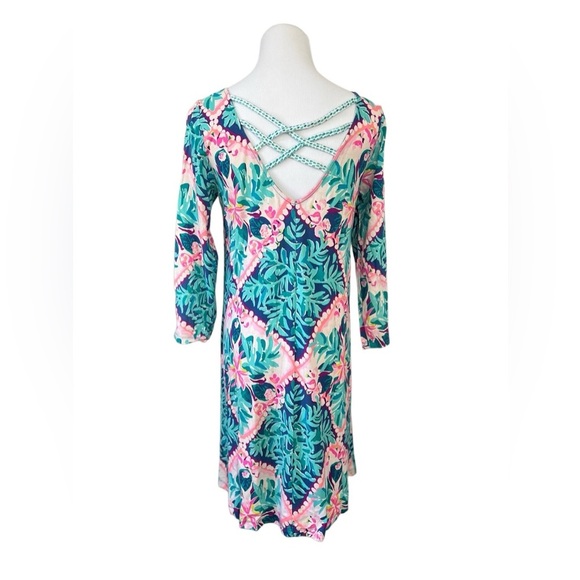 Lilly Pulitzer Ophelia Seaside Aqua Coconut Cove Knit Swing Dress MEDIUM Cottage - Picture 5 of 9